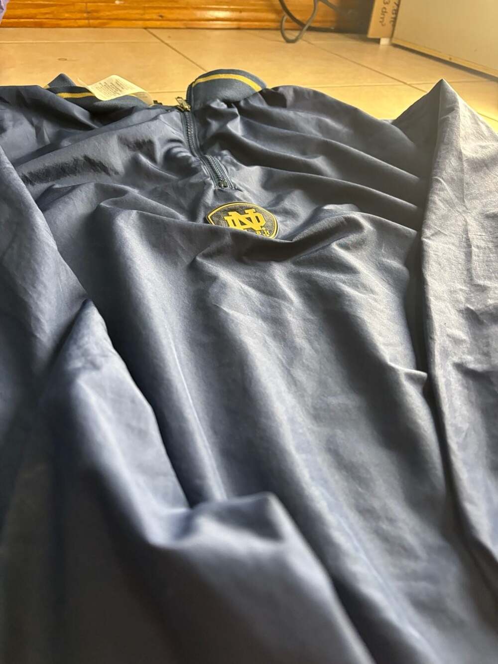 Vintage adidas team notre dame fighting irish navy blue quarter zip pullover win